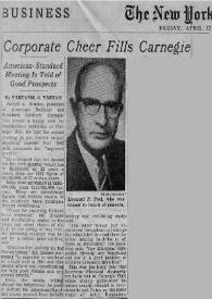 Portada:Corporate Cheer Fills Carnegie : American - Standard Meeting Is Told of Good Prospects