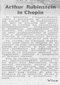 Portada:Sala Verdi : Arthur Rubinstein in Chopin