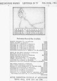 Portada:Arthur Rubinstein : Rubinstein records now available