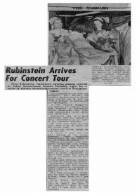 Portada:Rubinstein arrives for concert tour
