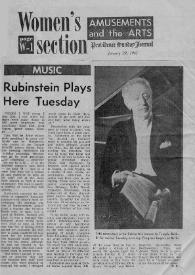 Portada:Rubinstein Plays Here Tuesday