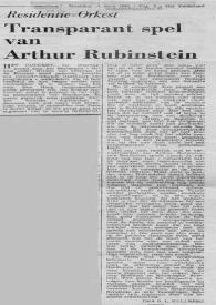 Portada:Residentie - Orkest : Transparant spel van Arthur Rubinstein