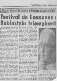 Portada:Festival de Lausanne : Rubinstein triomphant