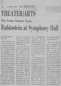 Portada:Plays Brahms, Schumann, Chopin : Rubinstein at Symphony Hall