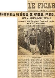 Portada:Emouvantes obsèques de Marcel Pagnol hier à Saint-Honoré d'Eylau