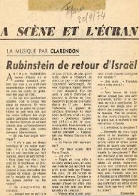 Portada:Rubinstein de retour d'Israël