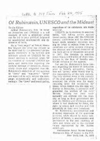 Portada:Of Rubinstein, UNESCO and the Mideast