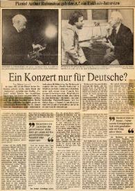 Portada:Pianist Arthur Rubinstein gab der AZ ein exklusiv-interview : Ein konzert nur für Deutsche?