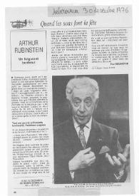 Portada:Arthur Rubinstein : un fulgurant bonheur : Special Arthur Rubinstein