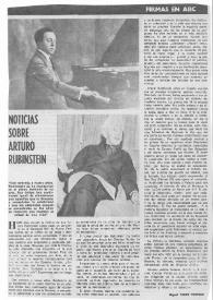 Portada:Noticias sobre Arturo (Arthur) Rubinstein
