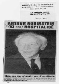 Portada:Arthur Rubinstein (93 ans) hospitalisé