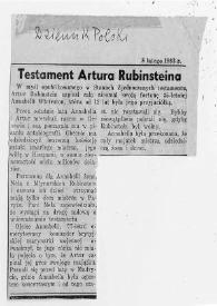 Portada:Testament Artura Rubinsteina (Arthur Rubinstein)