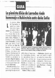 Portada:La pianista Alicia de Larrocha rinde homenaje a Rubinstein ante doña Sofía