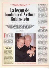 Portada:La leçon de bonheur d'Arthur Rubinstein