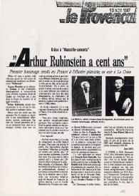Portada:Grace à \"Marseille-concerts\" : \"Arthur Rubinstein a cent ans\" : Premier hommage rendu en France à l'illustre pianiste, ce soir à La Criée