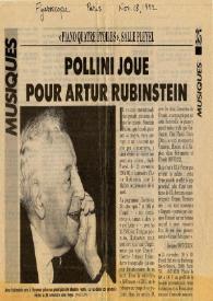 Portada:Pollini Joue Pour Artur  (Arthur) Rubinstein