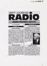 Portada:Sept jours de radio : Dimanche 20. France Musique : 8.05 Journée Arthur Rubinstein