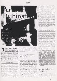 Portada:Arthur Rubinstein \"J'adore mon art. C'est un privilège, un honneur, une fete!\"