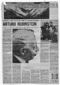 Portada:En Marbella, el mejor pianista del mundo está escribiendo sus memorias : Arturo (Arthur) Rubinstein : \"Amo a España por encima de todas las cosas\"