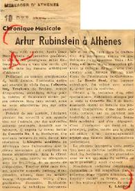 Portada:Artur (Arthur) Rubinstein à Athènes