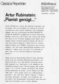 Portada:Artur (Arthur) Rubinstein : \"Pianist Genügt...\"