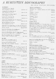 Portada:S. Hurok Presents Artur (Arthur) Rubinstein : A Rubinstein Discography on RCA Victor Records