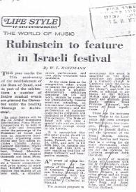 Portada:Rubinstein to feature in Israeli festival