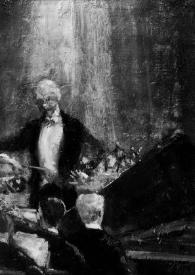Portada:Plano medio de Arthur Rubinstein de espaldas sentado al piano, detrás Sir Adrien Boult en un concierto para el Señor Tischler
