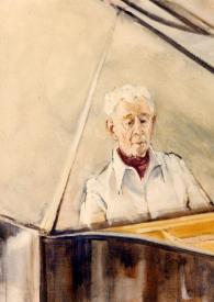 Portada:Retrato de Arthur Rubinstein sentado al piano por Derek Hill