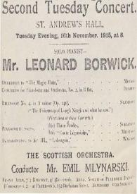 Portada:Programa de concierto de Leonard Borwick con The Scottish Orchestra