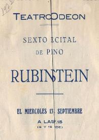 Portada:Sexto Recital de Piano Arthur Rubinstein