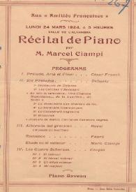 Portada:Recital de piano por M. Marcel Ciampi