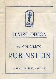 Portada:Sexto Concierto de Arturo Rubinstein