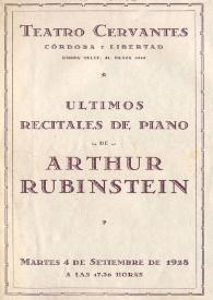 Portada:Últimos Recitales de Piano de Arthur Rubinstein