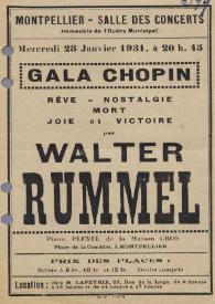 Portada:Programa de concierto del pianista Walter Rummel : Gala Chopin