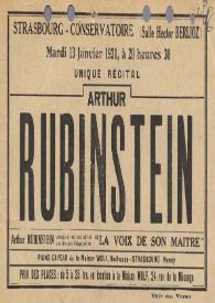 Portada:Unique récital : Arthur Rubinstein