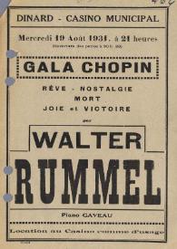 Portada:Programa de concierto del pianista Walter Rummel : Gala Chopin