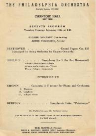 Portada:Programa de concierto de la Philadelphia Orchestra : Carnegie Hall : 1939 - 1940