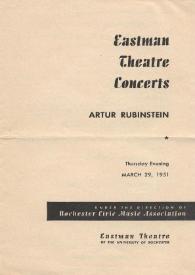 Portada:Programa de concierto de Arthur Rubinstein