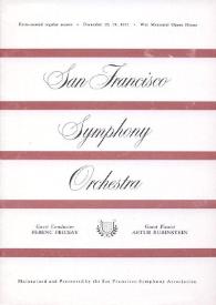 Portada:Programa de concierto de Arthur Rubinstein con la San Francisco Symphony Orchestra : dirigida por Ferenc Fricsay : Quinto Programa : Temporada 42