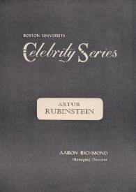 Portada:Programa de concierto del pianista Arthur Rubinstein : conmemoración del centenario de Steinway