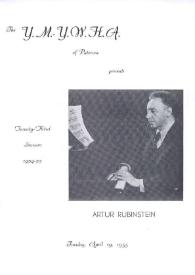 Portada:Programa de concierto del pianista Arthur Rubinstein : Temporada veintitres 1954 - 1955