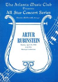 Portada:All star concert series : Arthur Rubistein