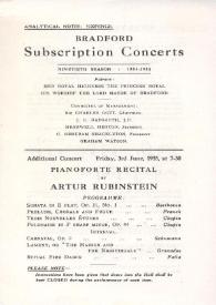 Portada:Pianoforte recital by Arthur Rubinstein