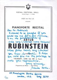Portada:Pianoforte recital by Arthur Rubinstein