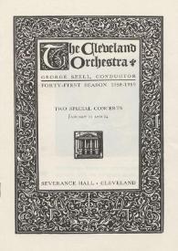 Portada:Programa de concierto del pianista Arthur Rubinstein : Cleveland Orchestra : dirigido por George Szell : temporada cuarenta y uno de 1958 - 1959
