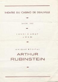 Portada:Unique Récital Arthur Rubinstein