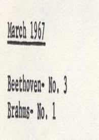 Portada:Programa de concierto: BEETHOVEN: Nº 3 BRAHMS: Nº 1