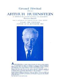 Portada:Programa de concierto del pianista Arthur Rubinstein : en beneficio del Comité de Solidaridad Francia - Israel : bajo la presidencia del General de la Armada Pierre Koenig