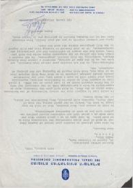 Portada:Carta dirigida a Arthur Rubinstein. Tel Aviv (Israel), 26-08-1968